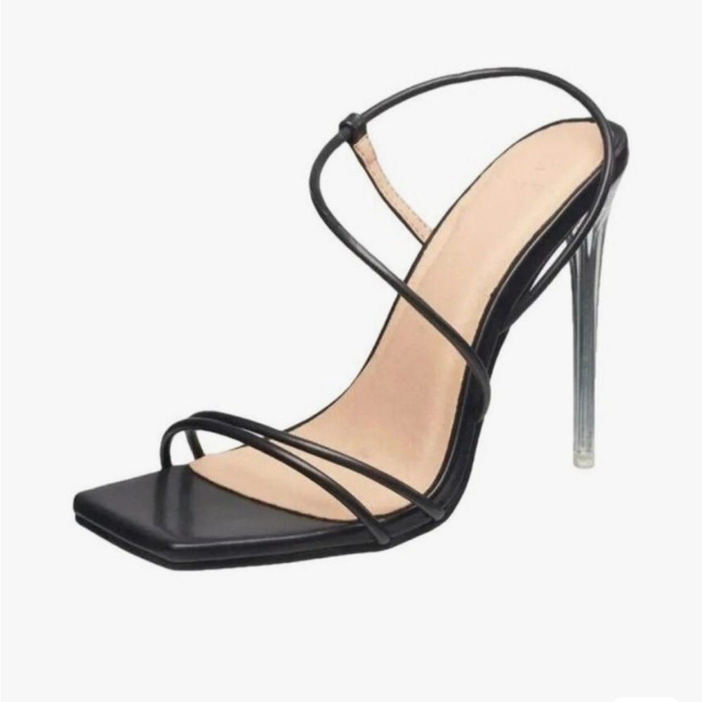 H by Halston Black Strappy Heels